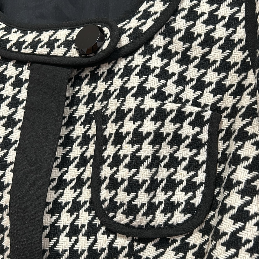 VENUS Paris Houndstooth black & white wool chic concealed zip jacket women’s 8 - Picture 4 of 7